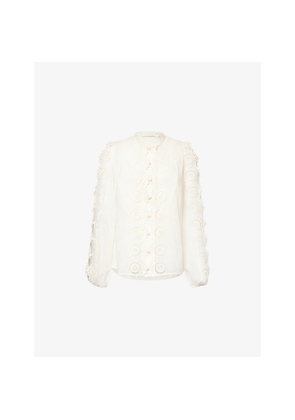 Womens Zimmermann Lucky Embroidered Cotton Blouse