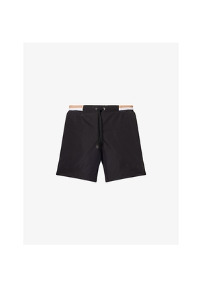Mens Boss Branded Elasticated-Waist Swim Shorts