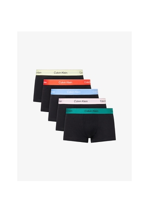 Mens Calvin Klein Icon Pride Logo-Waistband Pack Of Five Stretch-Cotton Trunks