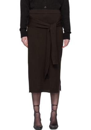 LEMAIRE Brown Trompe L'oeil Midi Skirt