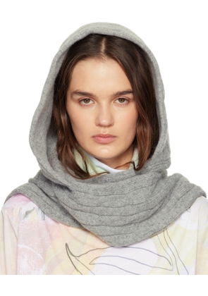 OPEN YY Gray Convertible Cable Knit Hooded Scarf