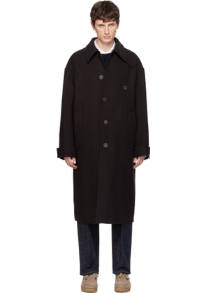 WOOYOUNGMI Brown Wool Blend Mac Coat