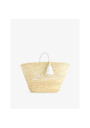 Womens Boutique Bonita Bride Straw Basket Tote Bag