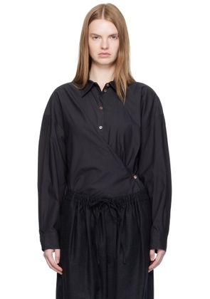 LEMAIRE Black Straight Collar Twisted Shirt