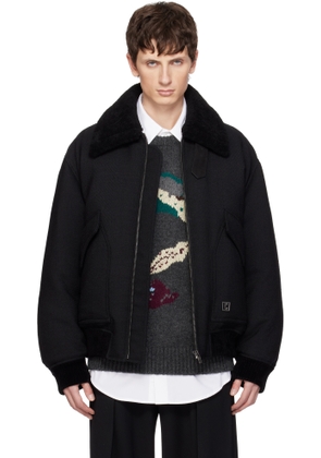 WOOYOUNGMI Black Herringbone Goose Down Jacket