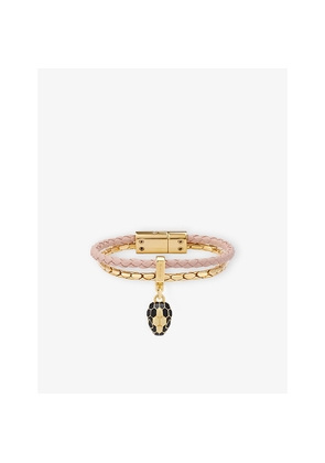 Bvlgari Serpenti Forever Yellow Gold-Plated Brass and Leather Bracelet