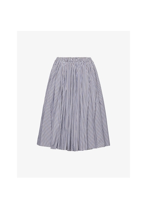 Womens Prada Striped Cotton Poplin Midi Skirt