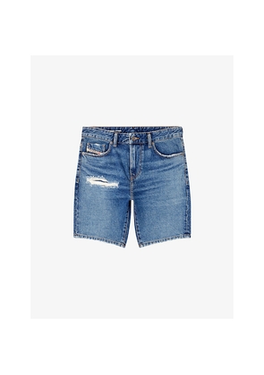 Mens Diesel D-Fin Distressed Slim-Fit Denim Shorts