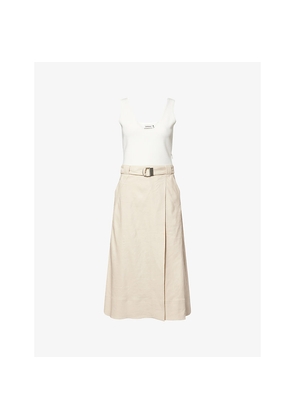 Womens Simkhai Camden Wrap-Front Stretch-Linen Blend Midi Dress