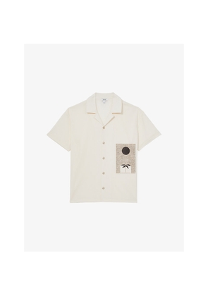 Mens Reiss Coast Abstract-Print Short-Sleeve Stretch-Woven Shirt