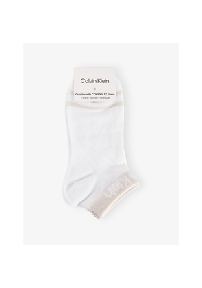 Womens Calvin Klein Quarter Logo-Trim Pack Of Two Knitted Socks