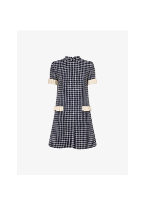 Womens Valentino Garavani Bouclé Bow-Embellished Wool-Blend Mini Dress
