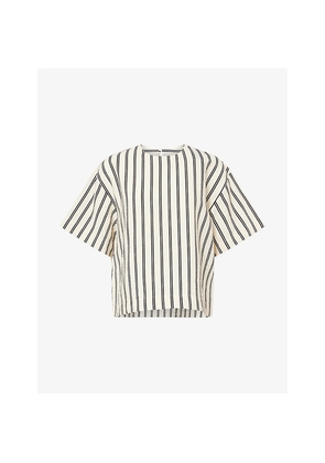 Womens Polo Ralph Lauren Striped Short-Sleeve Silk-Blend Top