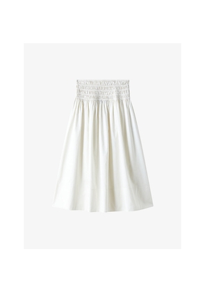 Womens Joseph Leonie Shirred-Waist Cotton Midi Skirt