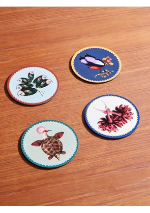 La DoubleJ - Beto Val Set of Four Printed Wood and Cork Coasters - Men - Multi