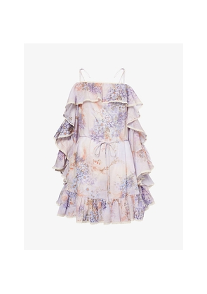 Womens Zimmermann Floral-Print Ruffle Mini Dress