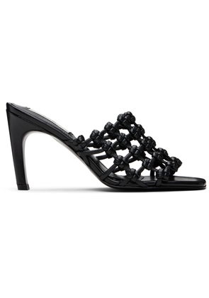 TOTEME Black Braided-Leather Bandeau Mules