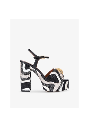 Womens Kurt Geiger London Kensington Rhinestone-Embellished Woven Platform Sandals
