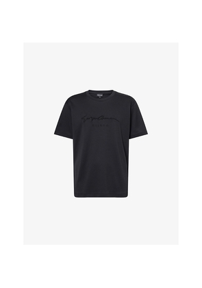 Mens Giorgio Armani Embroidered-Logo Crewneck Cotton T-Shirt