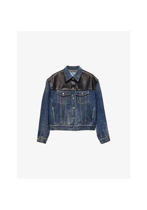Womens Prada Bleached Relaxed-Fit Denim Jacket