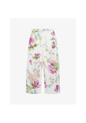 Womens Loewe Floral-Print Wide-Leg Mid-Rise Denim Jeans