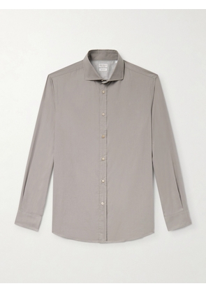Brunello Cucinelli - Cutaway-Collar Cotton Shirt - Men - Gray - S