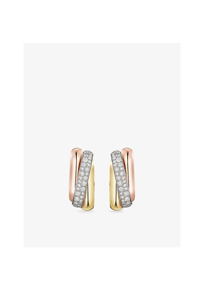 Womens Cartier Trinity 18ct White-Gold, Rose-Gold, Yellow-Gold and 0.49ct Brilliant-Cut Diamond Cushion Earrings