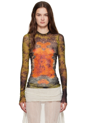 Jean Paul Gaultier Khaki & Orange 'The Médaillon' Top