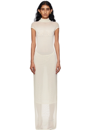 Jean Paul Gaultier Off-White Sleeveless Flock Maxi Dress