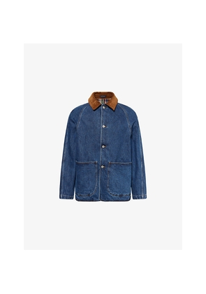 Mens Drakes Stone Wash Denim Field Jacket