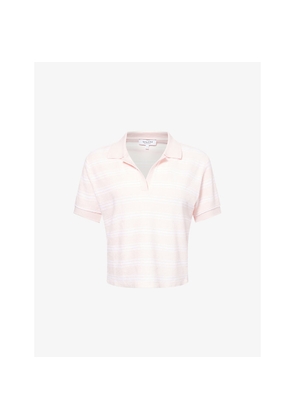 Womens Sporty & Rich Src Terry Striped Cotton Polo Shirt