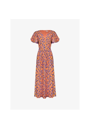 Womens Ro&Zo Floral-Print Puff-Sleeve Woven Maxi Dress