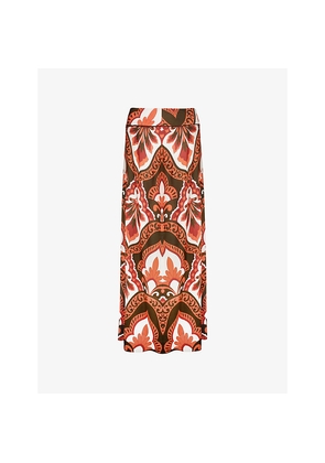 Womens Ro&Zo Tile-Print High-Waist Woven Maxi Skirt