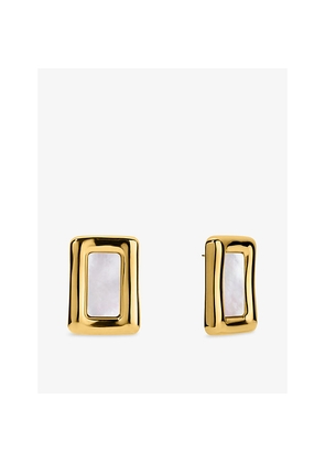 Womens Oma The Label Nileh 18ct Yellow Gold-Plated Stainless-Steel and Mother-Of-Pearl Stud Earrings