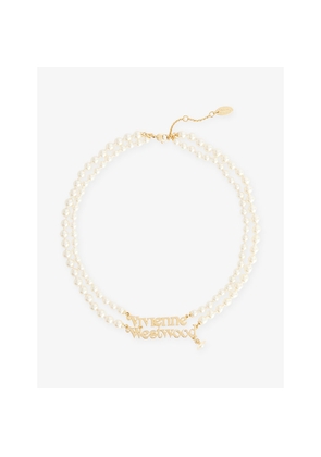 Womens Vivienne Westwood Jewellery Amelia Yellow Gold-Plated Brass and Swarovski Glass-Based Pearl Necklace