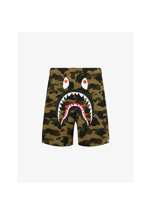Mens A Bathing Ape Camo Shark Printed Cotton Sweat Shorts