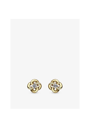 Womens Shaun Leane Entwined Petal 18ct Yellow-Gold and Diamond Stud Earrings