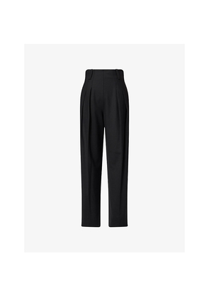 Womens Victoria Beckham Pleated High-Rise Stretch-Woven Trousers