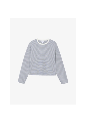 Womens The White Company Stripe-Print Oversized Stretch Cotton-Jersey Top