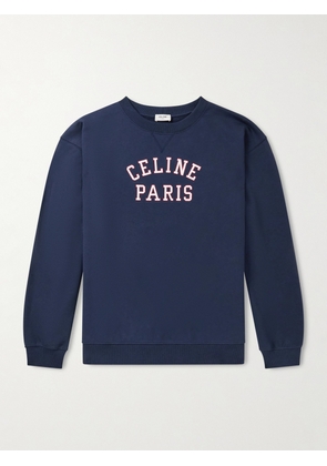 CELINE - Logo-Print Cotton-Jersey Sweatshirt - Men - Blue - XS