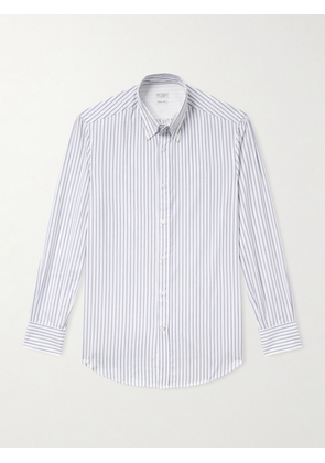 Brunello Cucinelli - Button-Down Collar Striped Cotton-Poplin Shirt - Men - White - XS