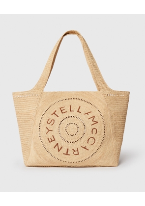 Stella McCartney - Logo Raffia Large Tote Bag, Woman, Natural