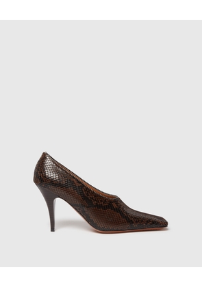 Stella McCartney - Square-Toe Snake Stiletto Pumps, Woman, Coffee, Size: 36