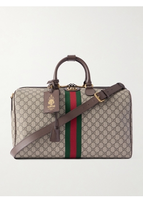 Gucci - Savoy Leather-Trimmed Coated-Canvas Weekend Bag - Men - Neutrals