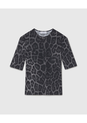 Stella McCartney - Leopard-Print Short-Sleeve T-Shirt, Woman, Ash grey, Size: S