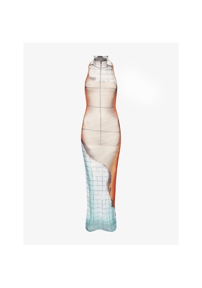 Womens Jean Paul Gaultier Printed Sleeveless Woven Midi Dress