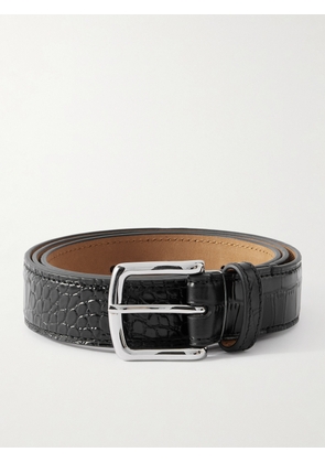 George Cleverley - 3cm Croc-Effect Leather Belt - Men - Black - UK/US 30