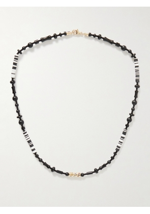 Luis Morais - 14-Karat Gold, Agate and Sapphire Beaded Necklace - Men - Black