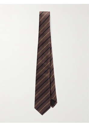 Gucci - 7cm Striped Embroidered Silk-Jacquard Tie - Men - Brown