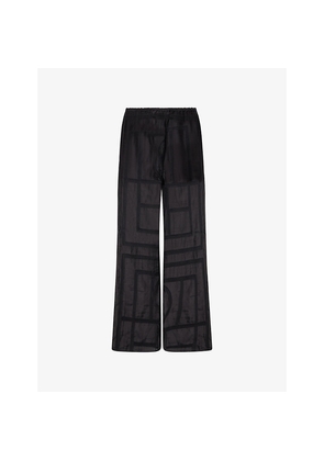 Womens Toteme Monogram-Crochet Wide-Leg Cotton and Silk Trousers